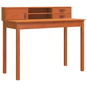 vidaXL Galds ar plauktu Vaks brūns 110 x 50 x 93 cm Ciets priedes koks