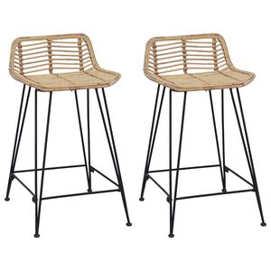 vidaXL Bāra krēsls 2 pcs Dabiska 44 x 45 x 76 cm Rattan un Tērauds