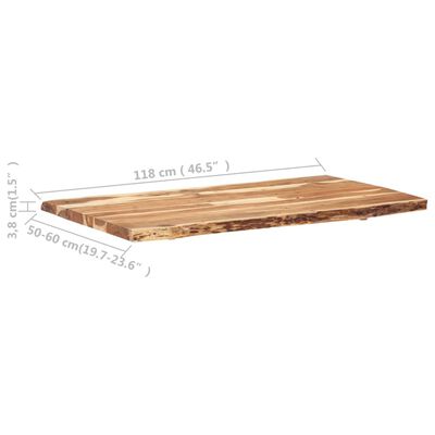 vidaXL galda virsma, akācijas masīvkoks, 118x(50-60)x3,8 cm