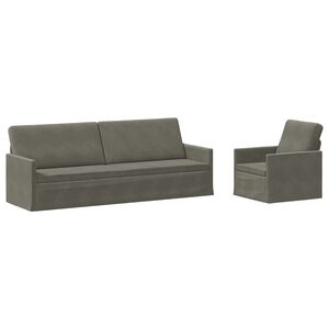vidaXL Dīvānu komplekts 2 pcs Gai&scaron;i pelēka Korduroja audums