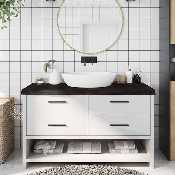 vidaXL vannasistabas virsma, tum&scaron;i brūna, 140x60x(2-6) cm, masīvkoks