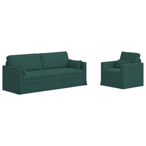 vidaXL Dīvānu komplekts 2 pcs Tum&scaron;i zaļ&scaron; 198 x 78 x 80 cm audums