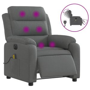 vidaXL elektrisks masāžas krēsls, atgāžams, tum&scaron;i pelēks audums