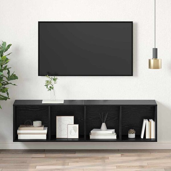 vidaXL TV skapīšu komplekts Melns ozolkoks 37 x 37 x 142,5 cm