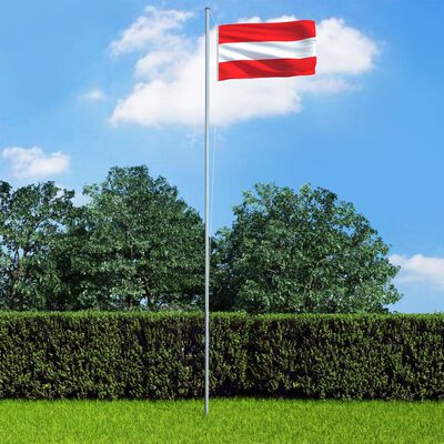 vidaXL Austrijas karogs un karoga masts, alumīnijs, 4 m