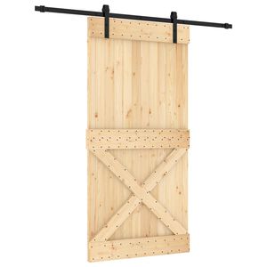 vidaXL Slīdo&scaron;ās durvis 100 x 210 cm Cieta priedes koks (neapstrādāts)