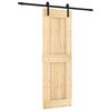 vidaXL Slīdo&scaron;ās durvis Dabiska un melna 70 x 210 cm Cieta priedes koks