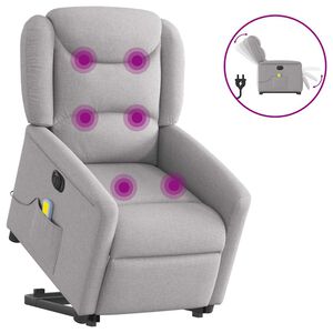 vidaXL elektrisks stāvus masāžas atpūtas krēsls mākonis pelēks audums