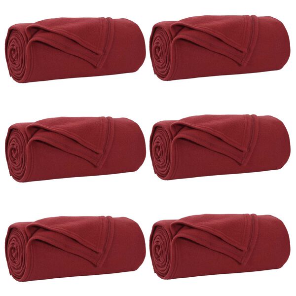 vidaXL Pledu segas 6 pcs Bordo sarkans 200 x 150 cm Flīss