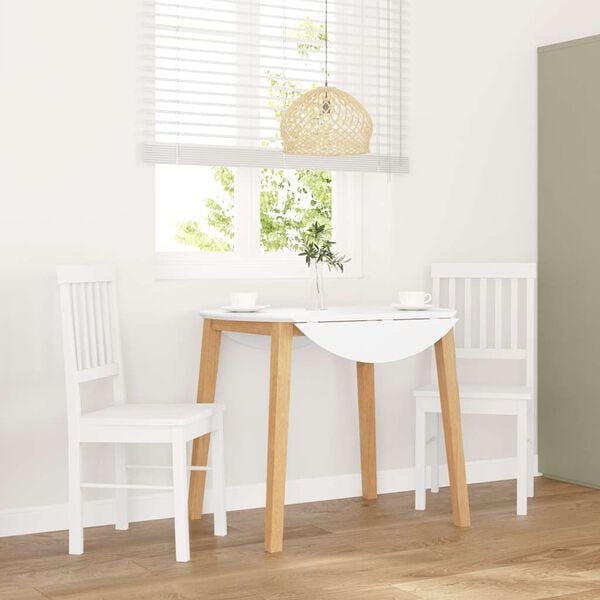 vidaXL Ēdamistabas krēsli 2 gab. Balta masīvkoka gumija