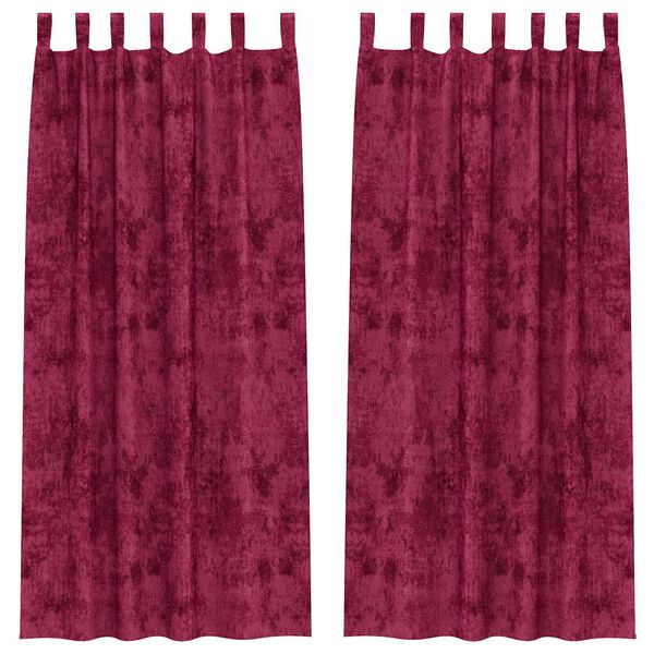 vidaXL Samta aizkari ar aizkariem 2 pcs Vīnsarkans 225 x 140 cm Samts