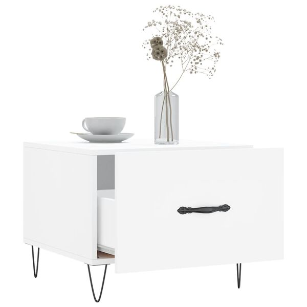 vidaXL kafijas galdiņi, 2 gab., balti, 50x50x40 cm, inženierijas koks