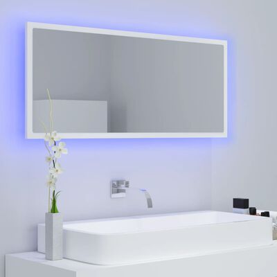 vidaXL vannasistabas spogulis, LED, balts, 100x8,5x37 cm, akrils