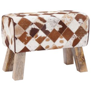 vidaXL sols 60 x 30 x 45 cm Īsta āda brūns skrandu tehnikas