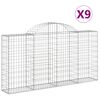 vidaXL arkveida gabiona grozi, 9 gb., 200x30x100/120cm, cinkota dzelzs
