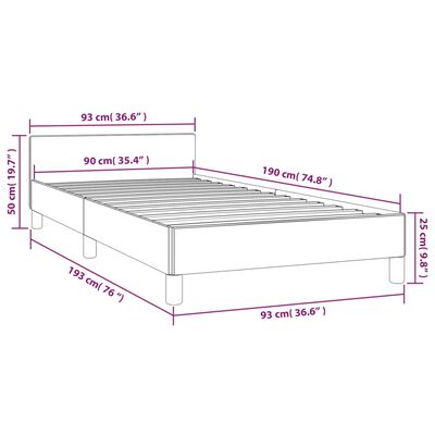 vidaXL gultas rāmis ar galvgali, balts, 90x190 cm, mākslīgā āda