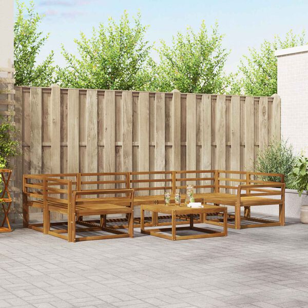 vidaXL Āra dīvānu komplekts 7 pcs Dabiska Cietā akācijas koks