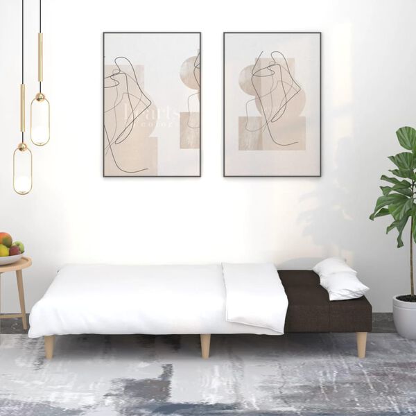 vidaXL 2-vietīga dīvāngulta, tum&scaron;i brūns audums