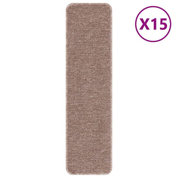 vidaXL Antislip kāpņu paklāji 15 pcs Gaiši brūna 75 x 20 cm PP