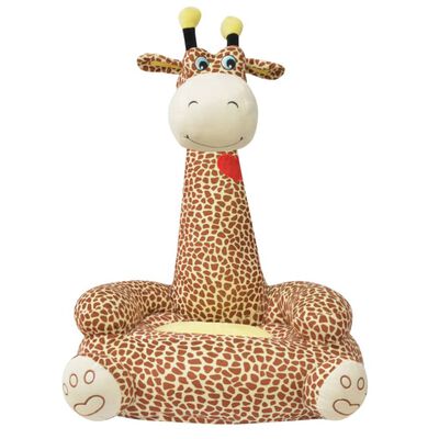 vidaXL bērnu atpūtas krēsls, žirafe, brūns plīšs