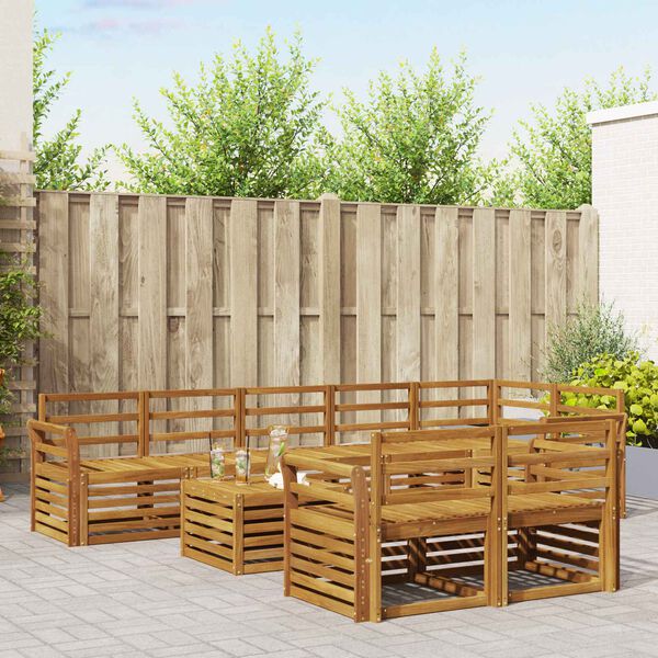 vidaXL Dīvāna komplekti 9 pcs Dabiska Cietā akācijas koks