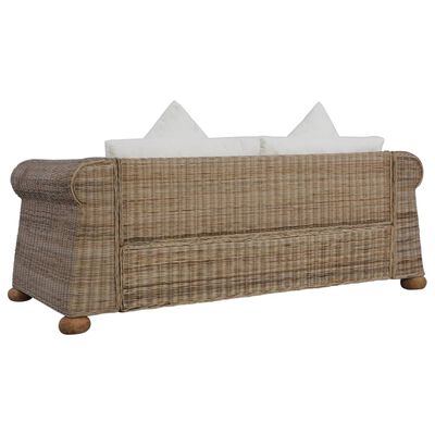 vidaXL divvietīgs dīvāns ar matračiem, dabīga rotangpalma