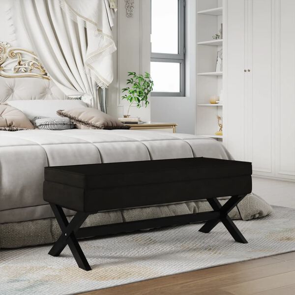 vidaXL uzglabā&scaron;anas sols, melns, 110x45x49 cm, samts