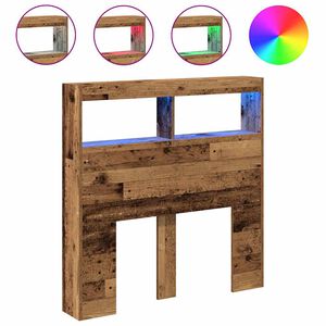 vidaXL galvgaļa skapis ar LED, veca koka, 100x17x102 cm