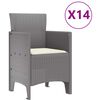 vidaXL Dārza ēdamgalds 15 pcs Gai&scaron;i pelēks Polt rattan