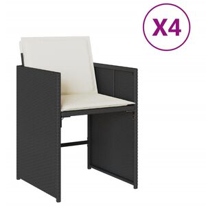 vidaXL dārza krēsli, 4 gab., ar matračiem, PE rotangpalma, melni