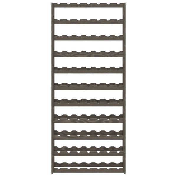 vidaXL vīna pudeļu plaukts 77 pudelēm, pelēks priedes masīvkoks