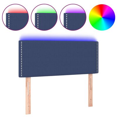 vidaXL gultas galvgalis ar LED, 80x5x78/88 cm, zils audums