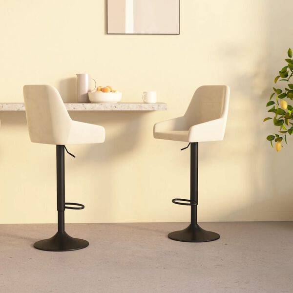 vidaXL bāra krēsli, 2 gab., krēmkrāsas samts