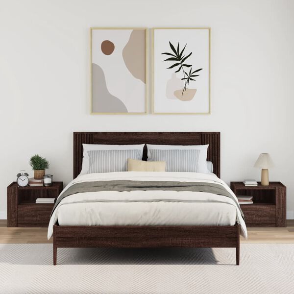 vidaXL sienas naktsskapī&scaron;i, 2 gab., ozolkoka krāsa, 45x30x35 cm