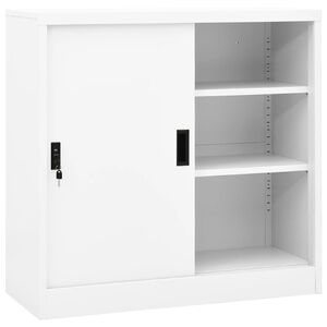 vidaXL biroja skapis ar bīdāmām durvīm, 90x40x90 cm, balts tērauds