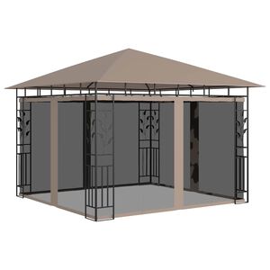 vidaXL dārza nojume ar moskītu tīklu, 3x3x2,73 m, 180g/m&sup2;, pelēkbrūna