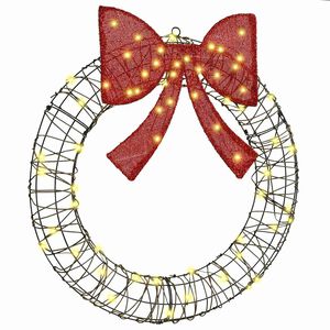 vidaXL Vainags su 60 LED Silti balta 76 x 76 x 8 cm Rotangpalma