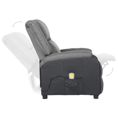 vidaXL elektrisks masāžas krēsls, gaiši pelēka mākslīgā āda un audums