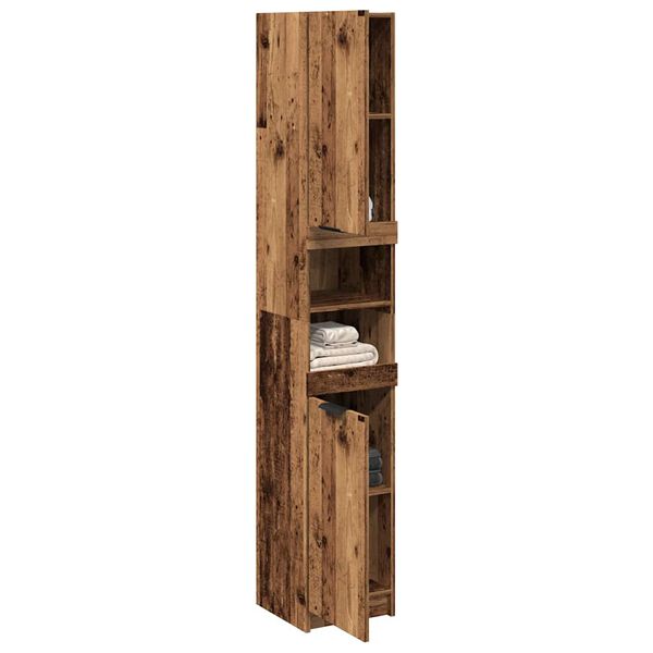 vidaXL vannas istabas skapis Old Wood 32x34x188,5 cm Engineered Wood