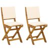 vidaXL Āra bistro krēsli 2 pcs Krēmkrāsas Cietā akācijas koks
