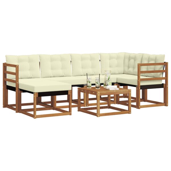 vidaXL Āra dīvānu komplekts ar spilvenu 7 pcs Dabisks un krējuma