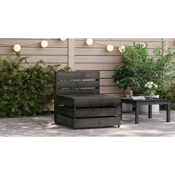 vidaXL vidējais dārza palešu dīvāns, pelēks, impregnēts priedes koks