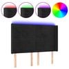 vidaXL gultas galvgalis ar LED, 147x16x118/128 cm, melns samts