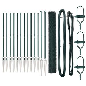 vidaXL Se&scaron;stūra žogs ar stabu 25 x 1,4 m PVC pārklāts tērauds Zaļa