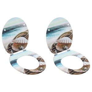 vidaXL tualetes poda sēdekļi ar vāku, 2 gab., MDF, gliemenes dizains