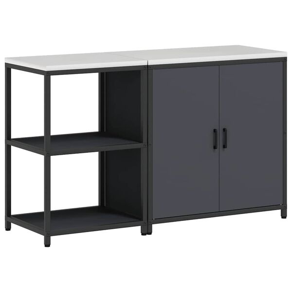 vidaXL Virtuves glabā&scaron;anas komplekts ar plauktu 2 pcs Antracīts