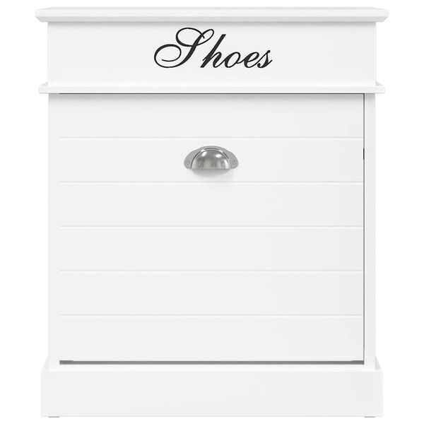 vidaXL apavu skapis, 50x28x58 cm, paulonijas koks, balts