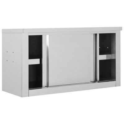 vidaXL virtuves sienas skapis ar bīdāmām durvīm, 90x40x50 cm, tērauds