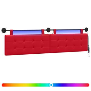 vidaXL Piekaramais gultas galvgalis Ar LED gaismu Sarkana Mākslīgā āda