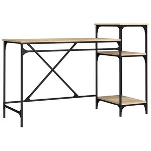 vidaXL rakstāmgalds ar plauktiem, 135x50x90 cm, inženierijas koks